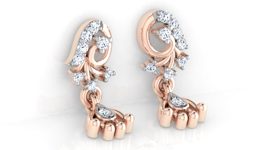 Dreamy Designs Lab Grown Diamond Rose Gold Danglers Bottom View