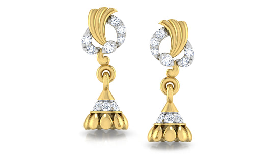 Boho Bellooz Artificial Diamond Gold Danglers Front View