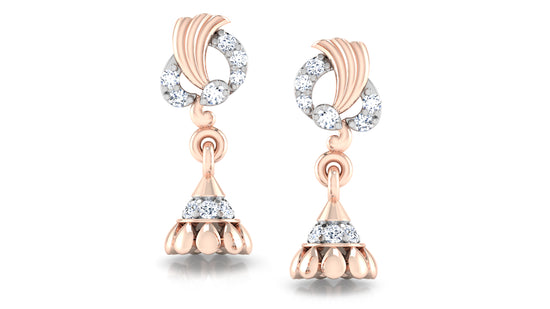 Boho Bellooz Artificial Diamond Rose Gold Danglers Front View