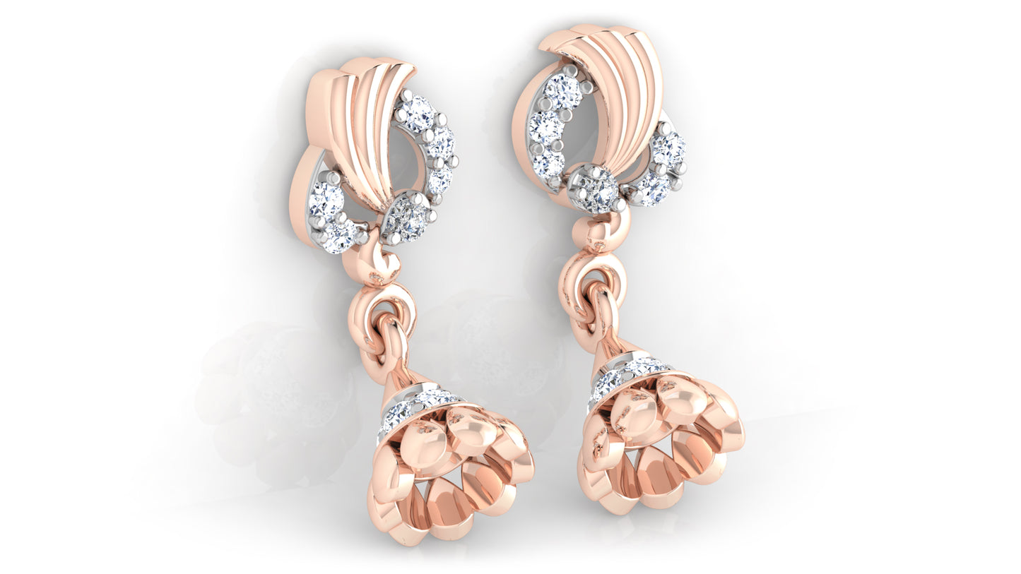 Boho Bellooz Artificial Diamond Rose Gold Danglers Bottom View