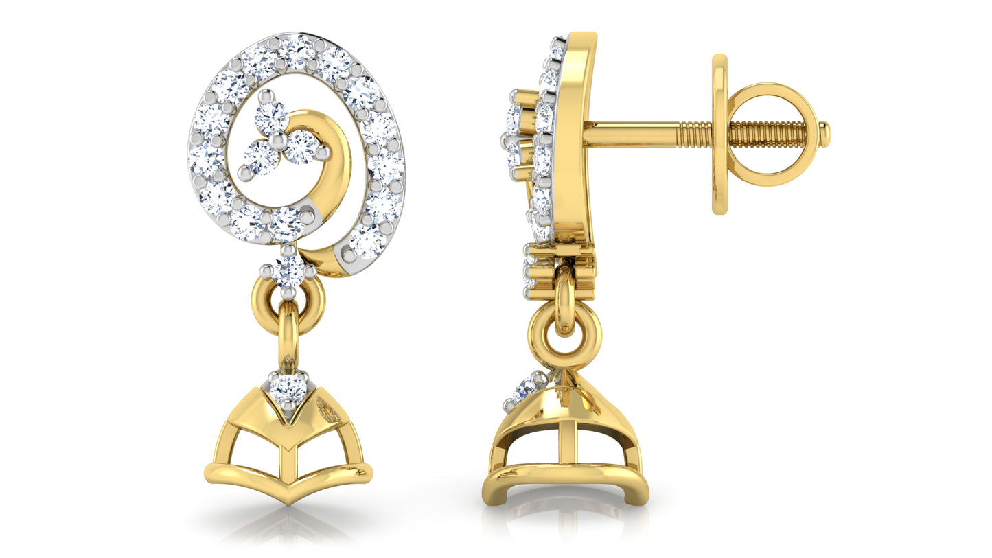 Spira Bellola Lab Grown Diamond Gold Danglers Front and Side View