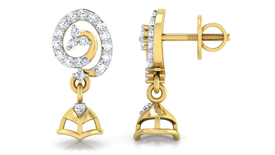 Spira Bellola Lab Grown Diamond Gold Danglers Front and Side View