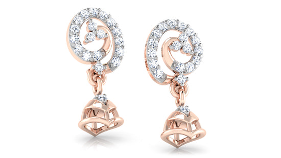 Modern and Stylish Spira Bellola Lab Grown Diamond Rose  Gold Danglers 