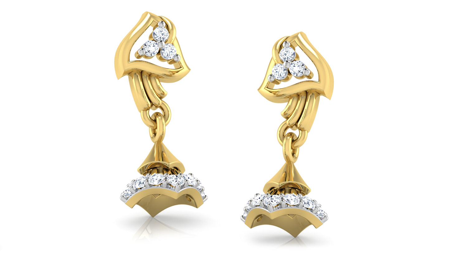 Precious Bells Diamond Gold Danglers Order Online & Shop Now at Diahart.