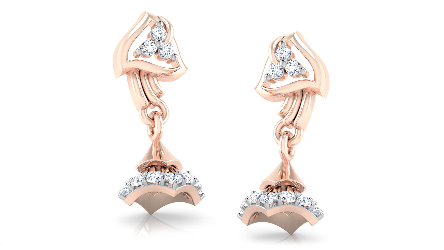 Precious Bells Diamond Rose Gold Danglers Order Online & Shop Now at Diahart.