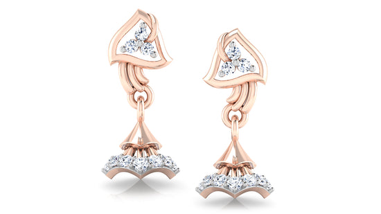 Precious Bells Lab Grown Diamond Rose Gold Danglers Front View