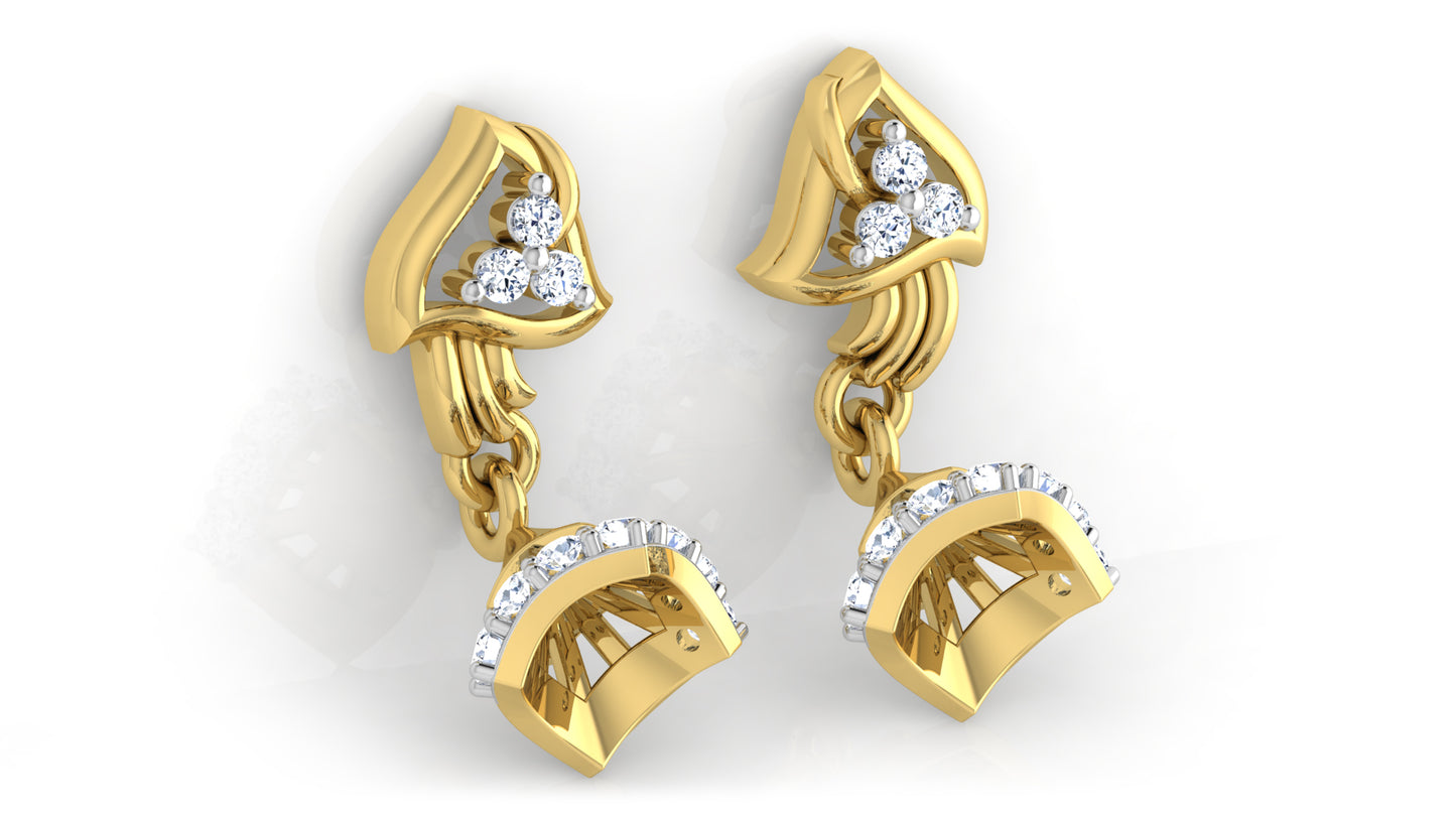 Precious Bells Lab Grown Diamond Gold Danglers Bottom View