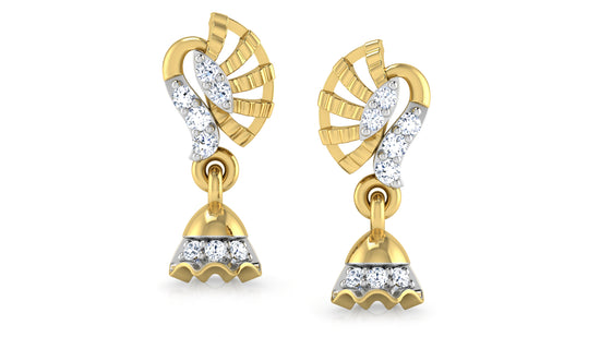 Style Stigma Diamond  Gold Danglers Front View 