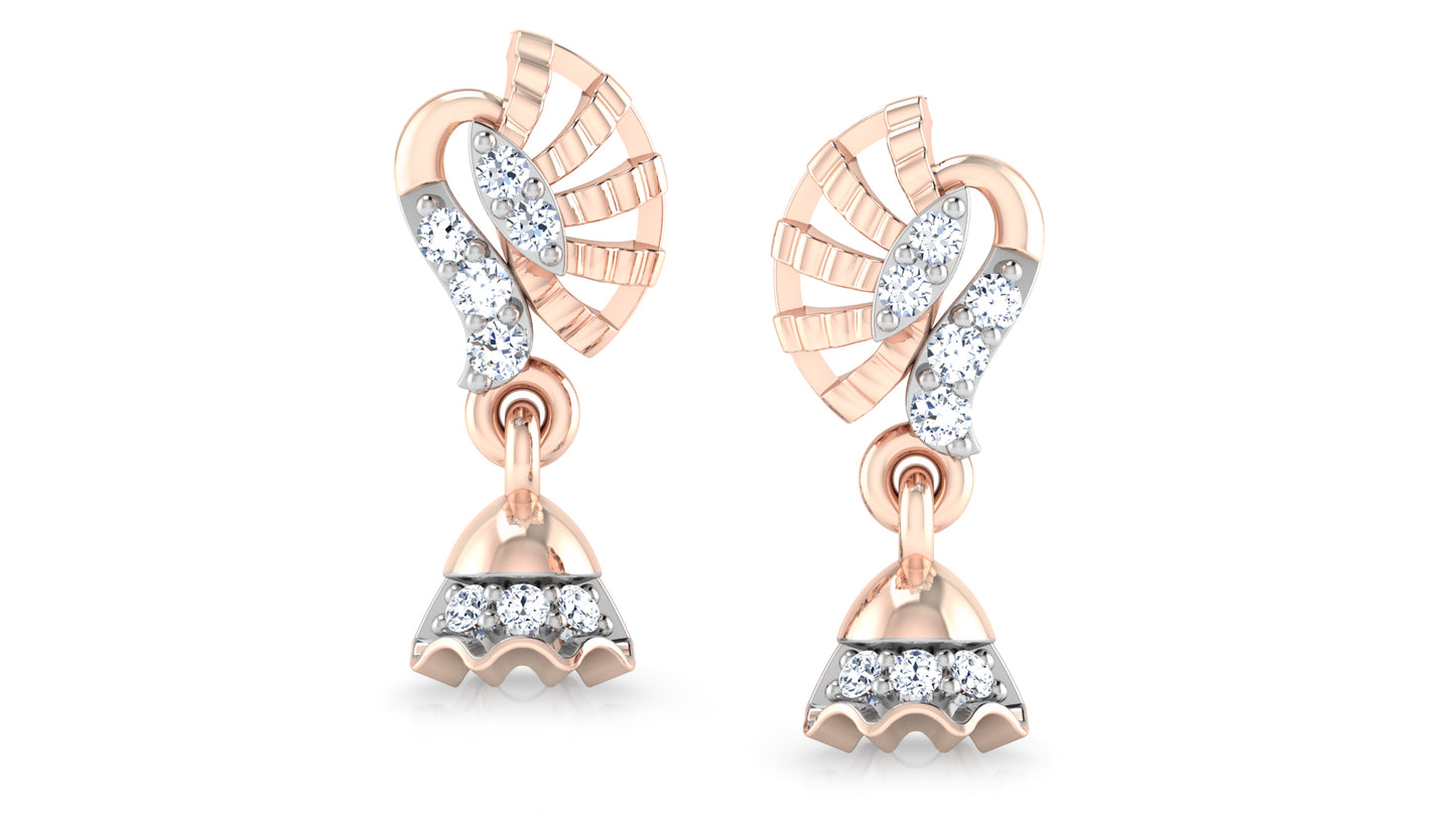 Style Stigma Diamond Rose Gold Danglers Front View 