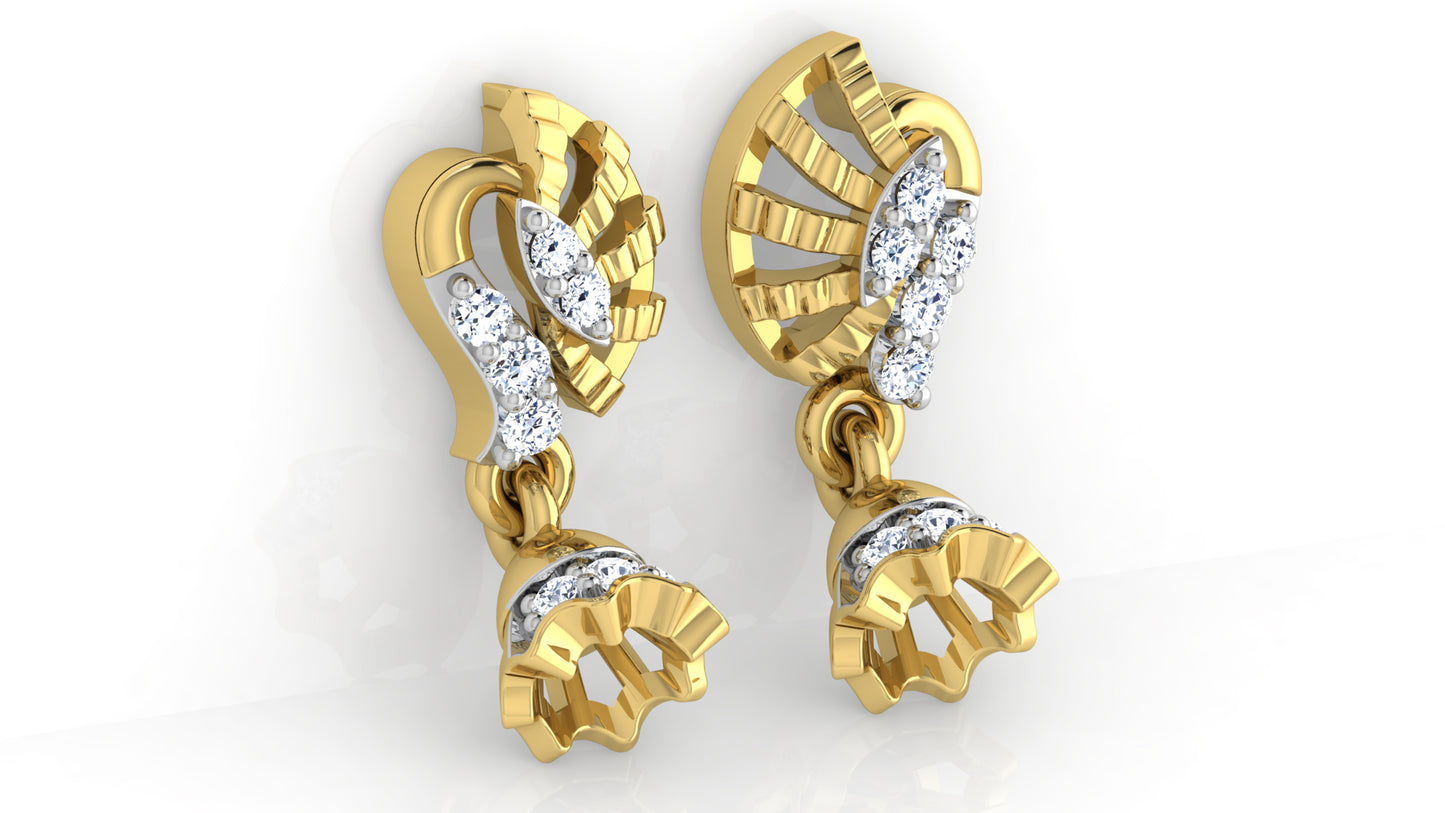 Style Stigma Diamond  Gold Danglers Bottom View 