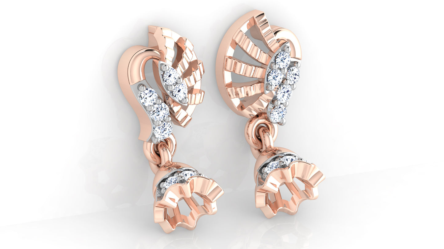 Style Stigma Diamond Rose Gold Danglers Bottom View 