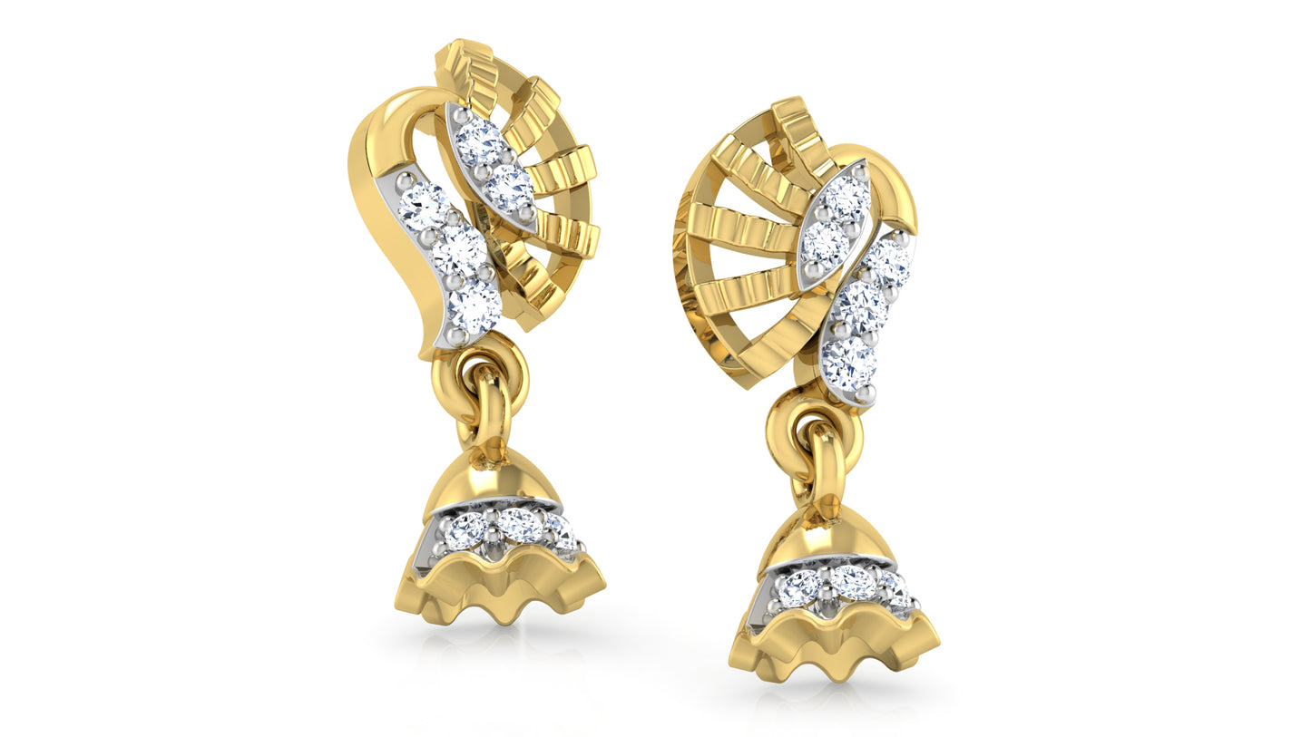 Cozy and Modern Style Stigma Diamond  Gold Danglers  