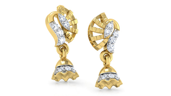 Cozy and Modern Style Stigma Diamond  Gold Danglers  