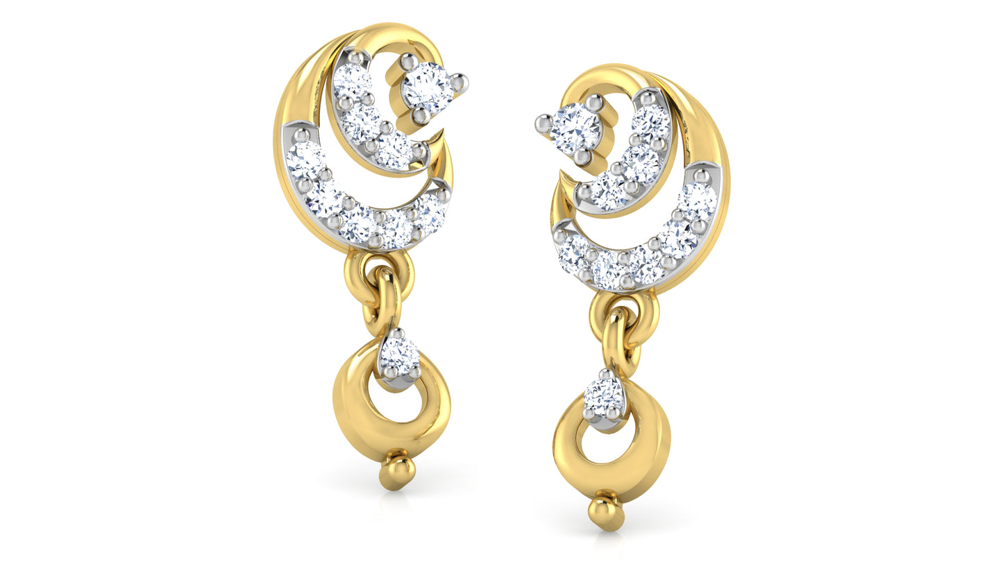 Snail Sensation Diamond Gold Danglers Order Online & Shop Now at Diahart