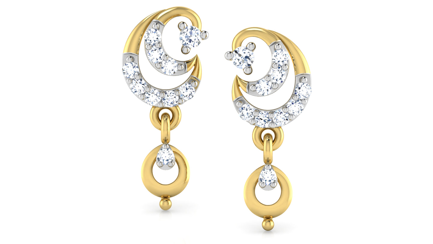 Snail Sensation Diamond Gold Danglers Front View