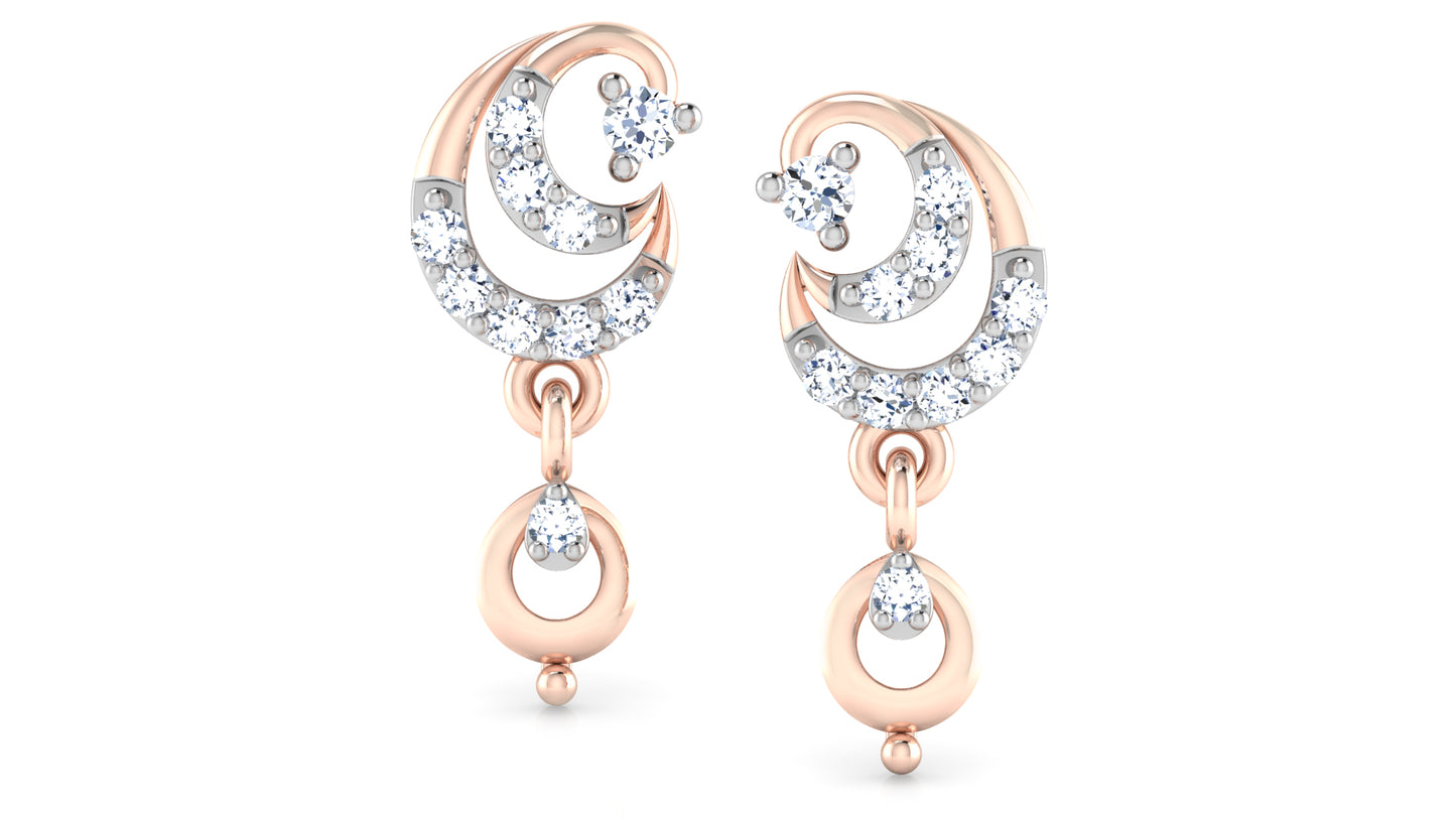 Snail Sensation Diamond Rose Gold Danglers Front View