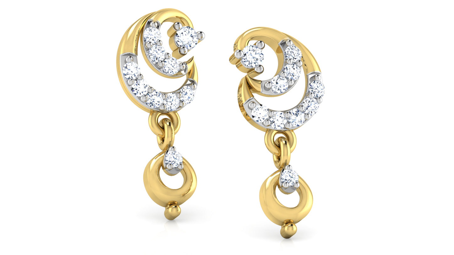 Fabolous Snail Sensation Diamond  Gold Danglers 