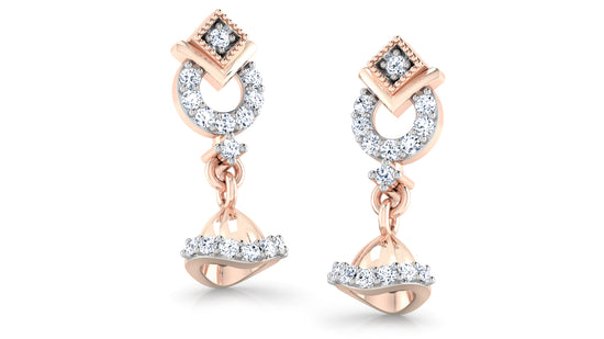 Ring Bellet Diamond Rose Gold Danglers Front View