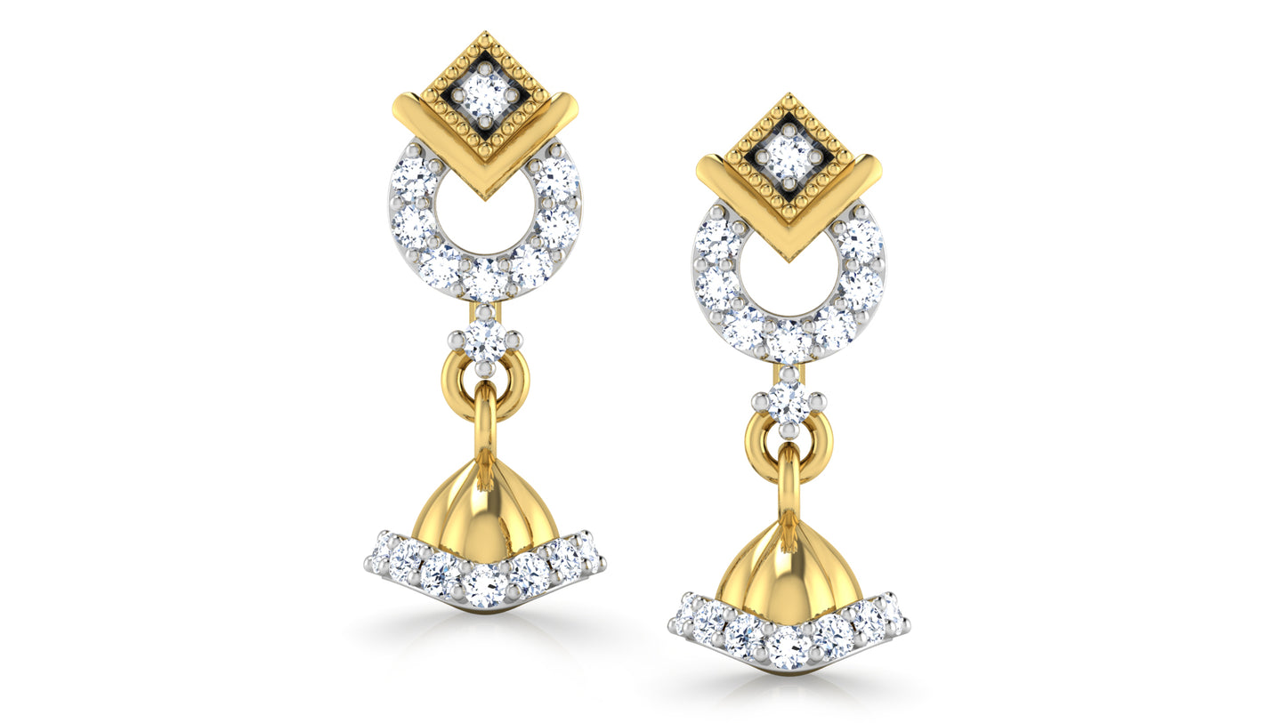 Ring Bellet Diamond Gold Danglers Front View