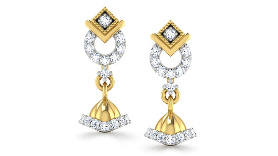 Ring Bellet Diamond Gold Danglers Front View