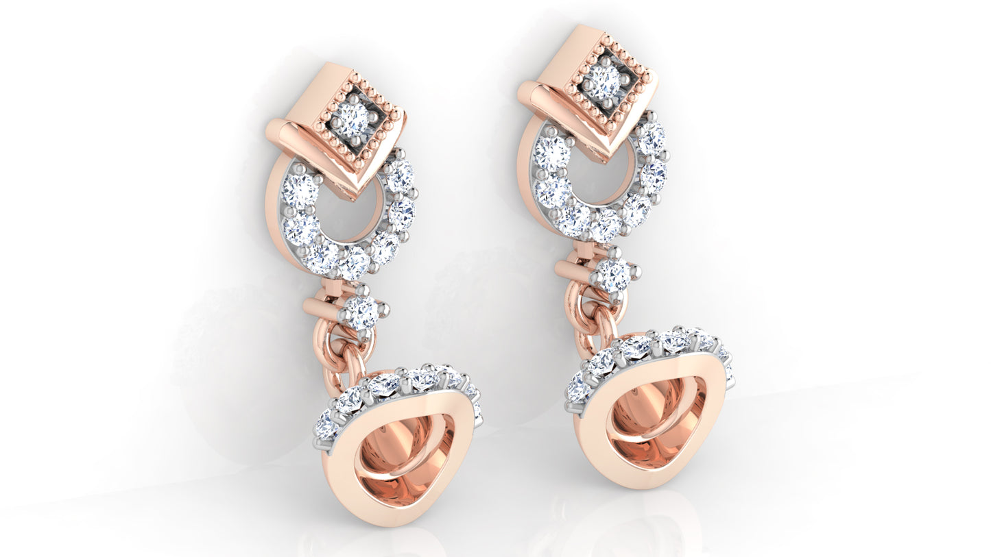 Ring Bellet Diamond Rose Gold Danglers Bottom View