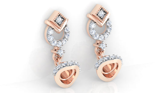 Ring Bellet Diamond Rose Gold Danglers Bottom View