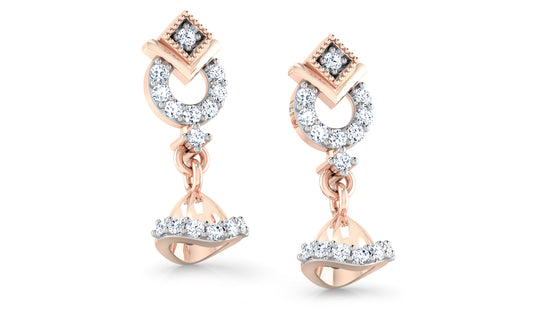 Made for Style Ring Bellet Diamond Rose Gold Danglers Bottom View