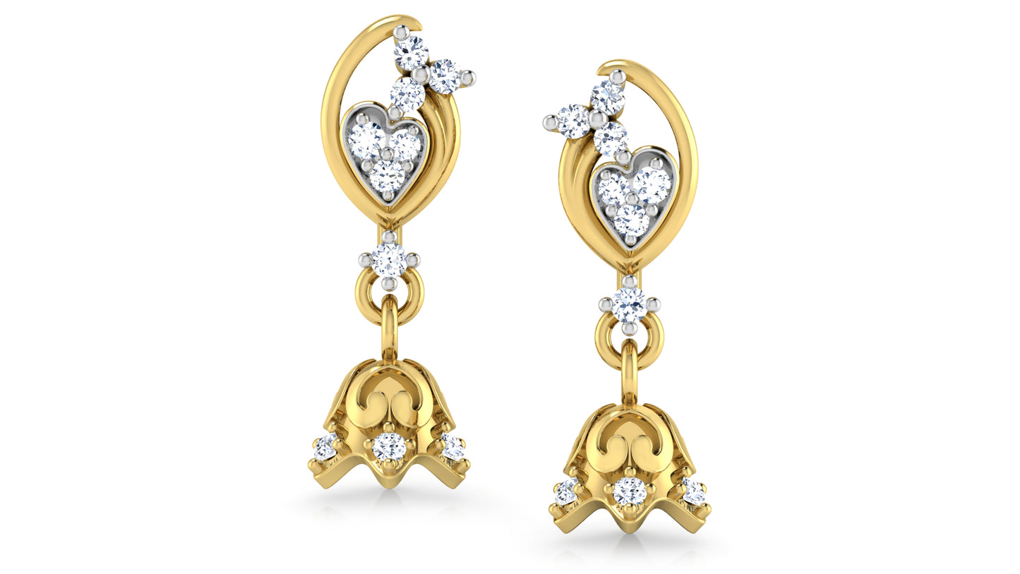 Timeless Treasures Diamond Gold Danglers Front View