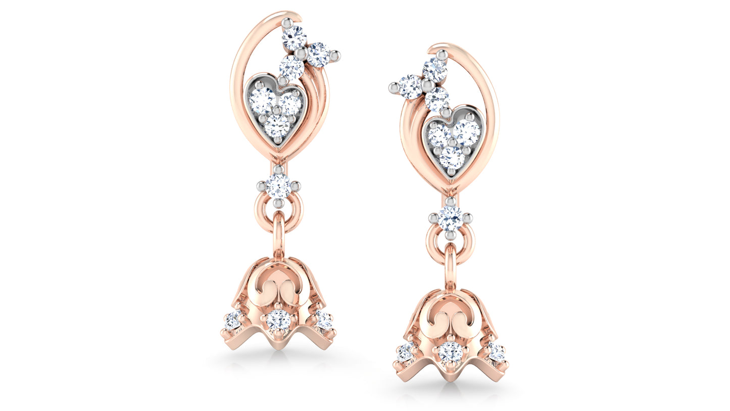 Timeless Treasures Diamond Rose Gold Danglers Front View