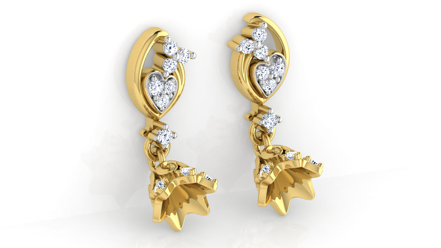 Timeless Treasures Diamond  Gold Danglers Bottom View