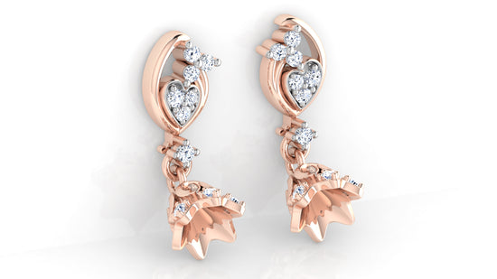 Timeless Treasures Diamond  Rose Gold Danglers Bottom View