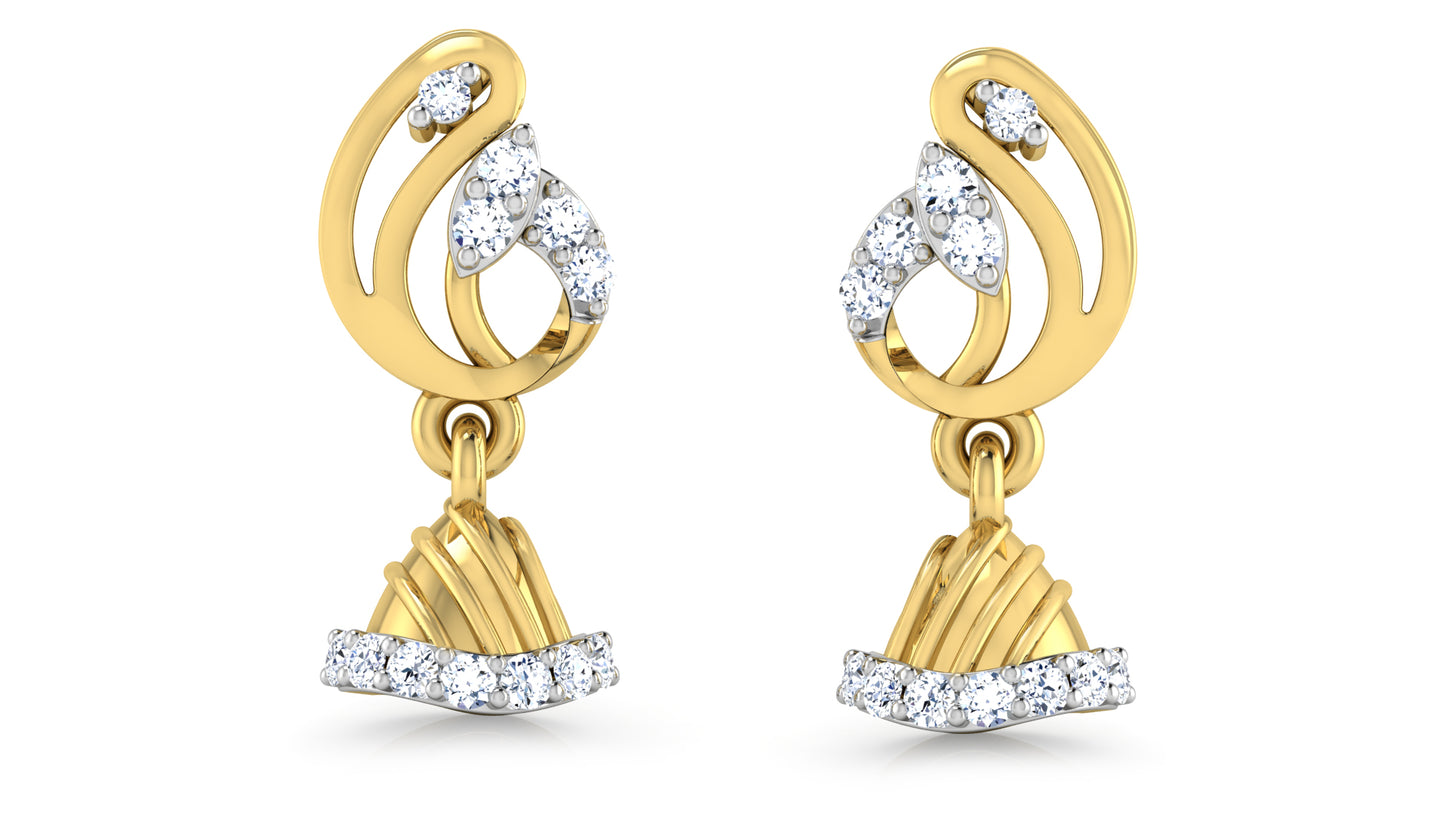 Bell Marvel Lab Grown Diamond Gold Danglers Front View