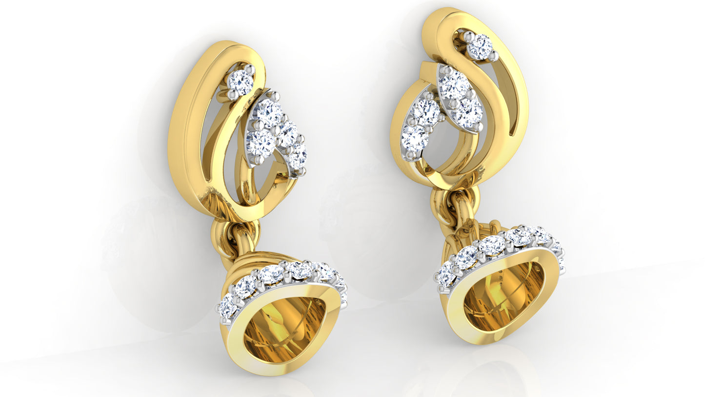 Bell Marvel Lab Grown Diamond Gold Danglers Bottom View