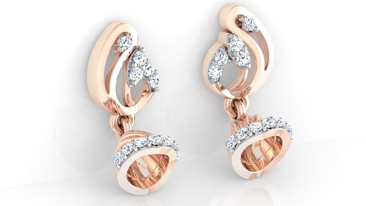 Bell Marvel Lab Grown Diamond Rose Gold Danglers Bottom View