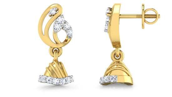 Bell Marvel Lab Grown Diamond Gold Danglers Front and Side View