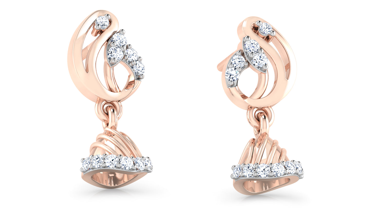 Style and Luxury Bell Marvel Lab Grown Diamond Rose Gold Danglers View