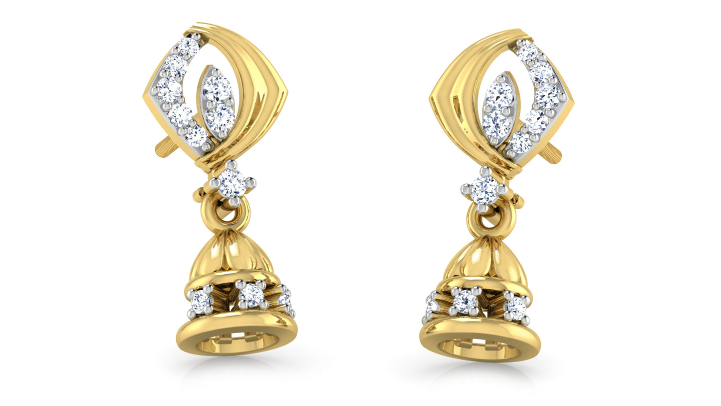 Well Bell Synthetic Diamond Gold Danglers | Order Online at Diahart