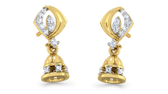 Well Bell Synthetic Diamond Gold Danglers | Order Online at Diahart