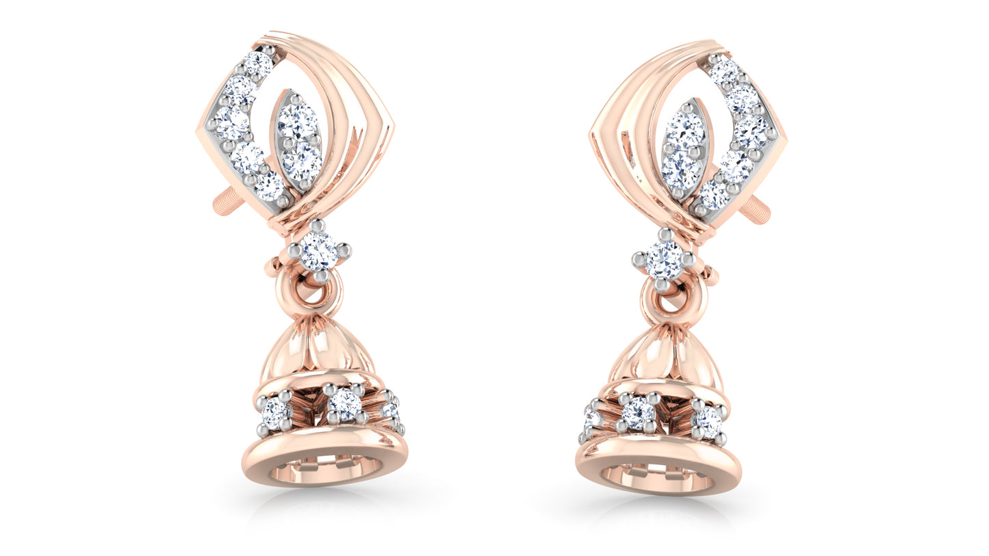 Well Bell Synthetic Diamond  Rose Gold Danglers