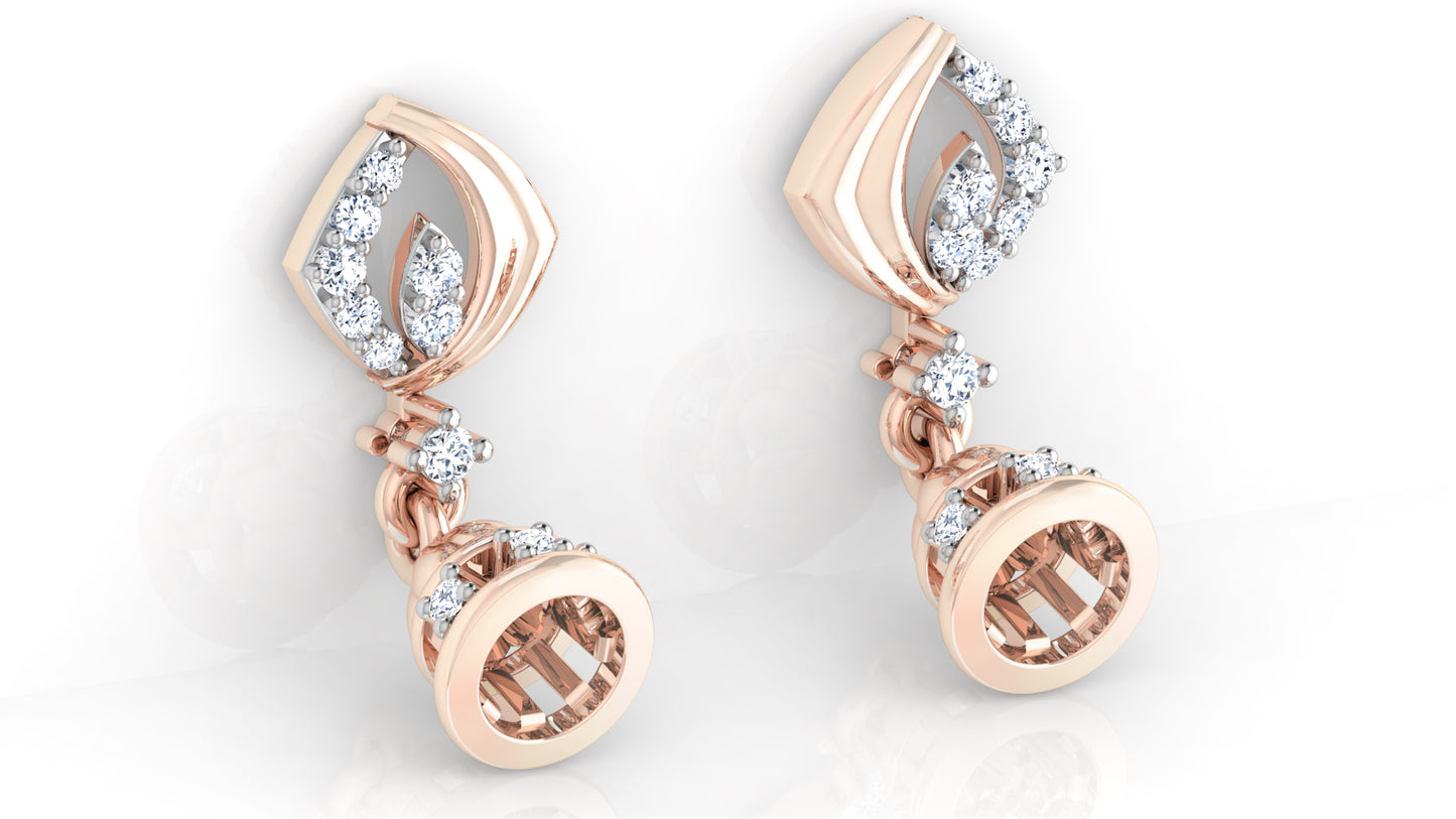 Well Bell Synthetic Diamond Rose Gold Danglers Bottom View