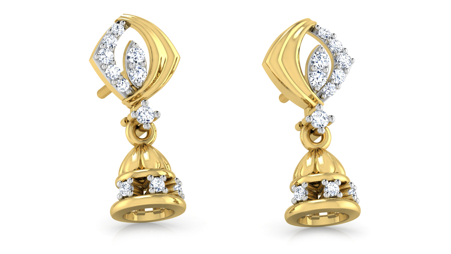 Sustainable Well Bell Synthetic Diamond Gold Danglers