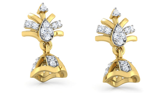 Luxury and Affrodable Lola Fola Lab Grown Diamond Gold Danglers 