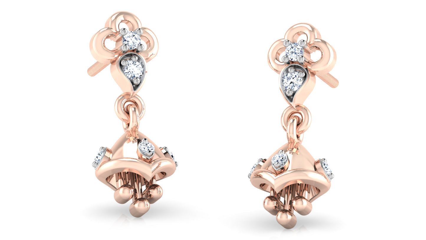 Jhum Jhum Synthetic Diamond Rose Gold Danglers