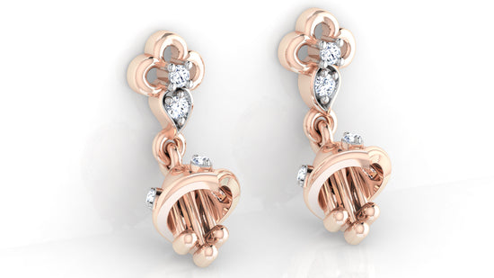 Jhum Jhum Synthetic Diamond Rose Gold Danglers Bottom View