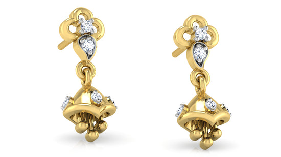 Trendy and Lovable Jhum Jhum Synthetic Diamond  Gold Danglers