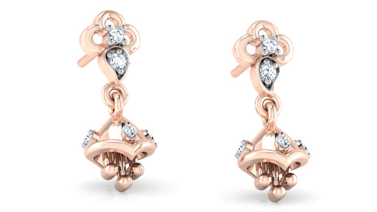 Trendy and Lovable Jhum Jhum Synthetic Diamond Rose Gold Danglers