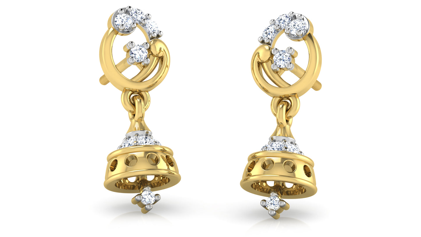 Bejewelled Ears Artificial Diamond Gold Danglers | Order online at Diahart