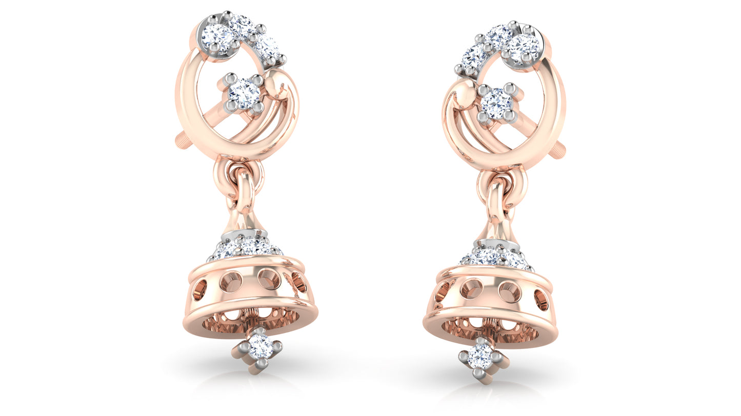 Bejewelled Ears Artificial Diamond Rose Gold Danglers 