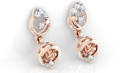 Bejewelled Ears Artificial Diamond Rose Gold Danglers Bottom View