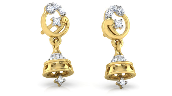 Luxury Elagant Bejewelled Ears Artificial Diamond Gold Danglers 